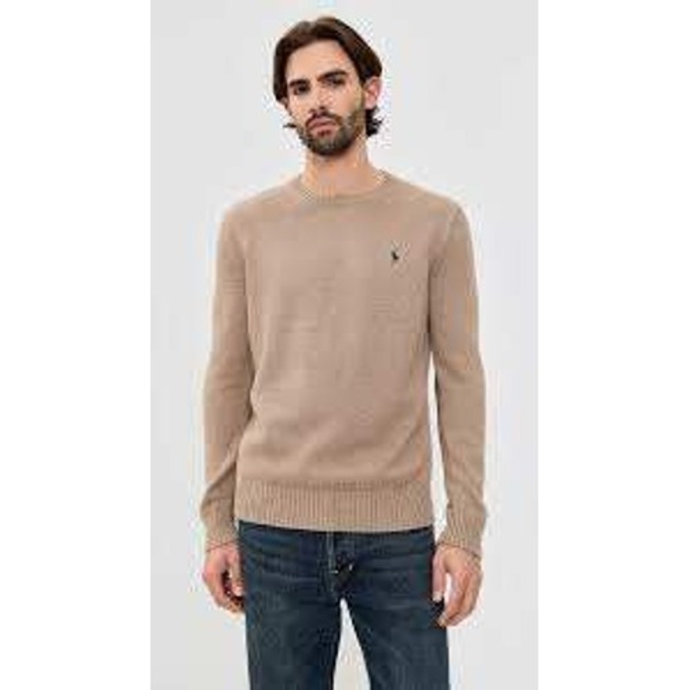 Polo Ralph Lauren Mens XL Tan Brown Pique Knit Crewneck Sweater 710929259009 XL